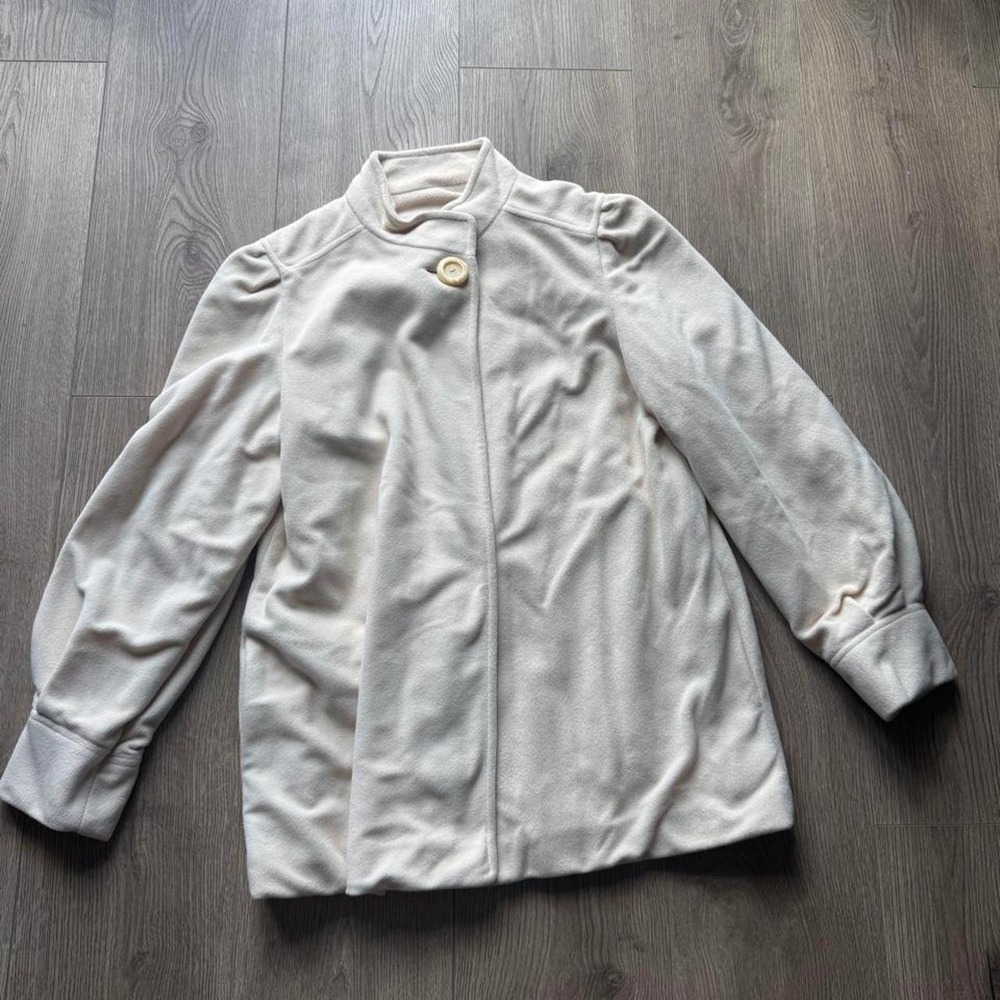 Vintage ILGWU Ivory Swing Coat | Button Front | Size 15